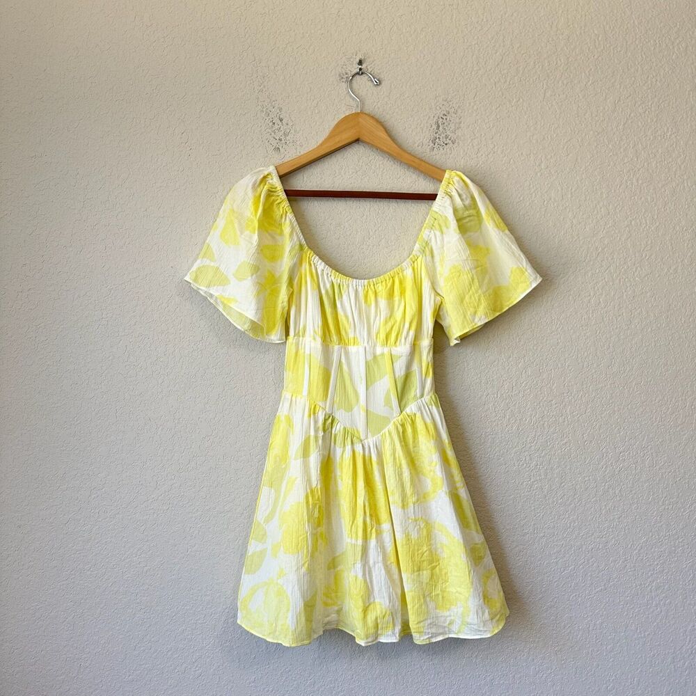 SABO Calais Mini Dress Yellow Solstice Floral Corset Fairy Babydoll